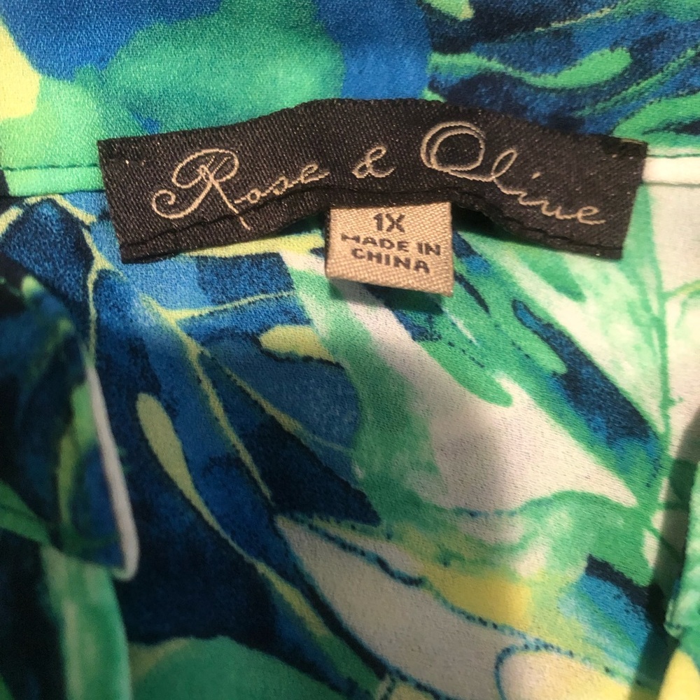 Rose & Olive Tropical Green and Blue Womens Sleeveless Blouse - Picture 11 of 11